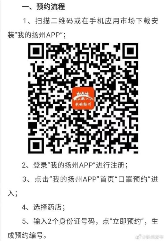 2月7日起江苏扬州市民可在网上实名预约购买口罩(图1)